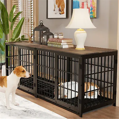 $229.93 • Buy Extra Large Heavy-Duty Dog Crate Furniture End Table Three Door Removable Tray