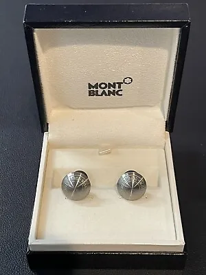 Ultra Rare Vintage Montblanc Stainless Steel Rubber Round Cuff Links • $198