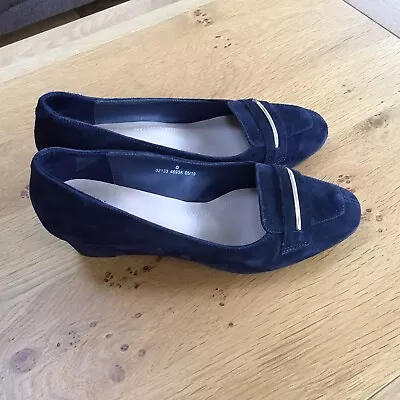 Marks And Spencer Navy Wedge Suade Shoes • £2