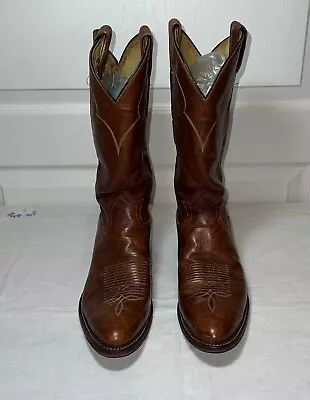 Tony Lama 5084 Boots Brown Leather Pull On Cowboy Western Vintage Mens 9.5B • $35.99