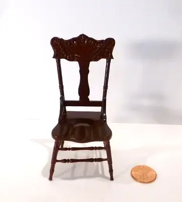 Bespaq Dollhouse Miniature Kitchen Side Chair With A Mahogany Finish 5041 Mh • $14
