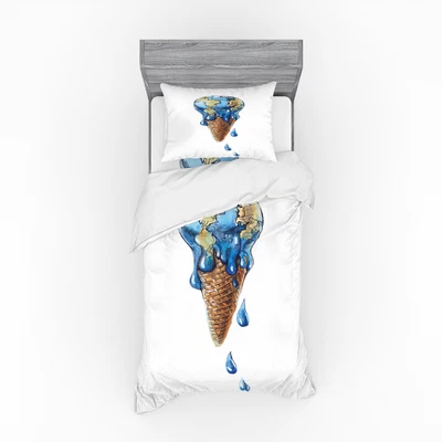 $85.99 • Buy Ambesonne Ice Cream Bedding Set Duvet Cover Sham Fitted Sheet In 3 Sizes