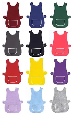 £5.49 • Buy Ladies Women Tabard Apron Overall Kitchen Catering Cleaning Bar Plus Size Pocket