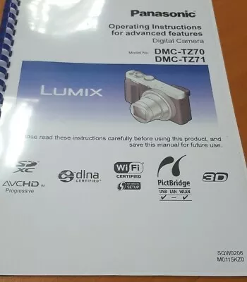 Panasonic Dmc-tz70 Tz71 Camera Manual Guide Instructions Printed 305 Pages A5 • £14.99