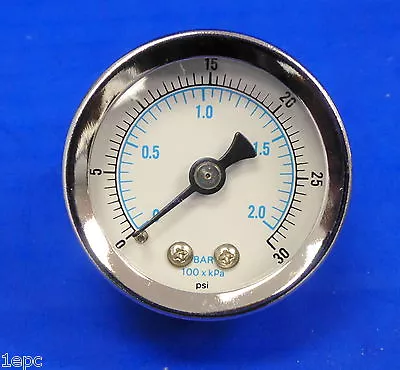 Marshall Gauge 0-30 PSI 2 Bar KPA Fuel Oil Pressure Dual Scale White 1.5  Dry • $16.05