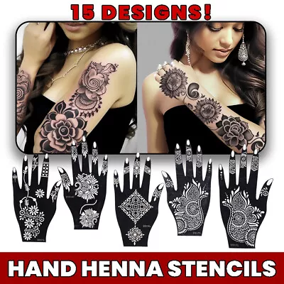 Henna Stencils Hand Mehndi Art Template India Lace Body Temporary Tattoo 2pcs • £3.87