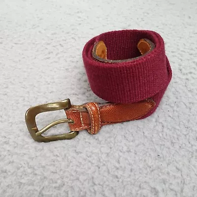 Martin Dingman Belt Burgandy Canvas Leather Tab Brass Buckle Belt 34 • $21.30