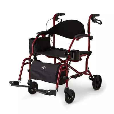 Medline Translator Combination Rollator / Transport Chair RED • $216.99