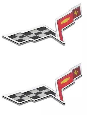 Car Hood Rear Badge Emblem Crossed Flags Chrome For Chevy C6 Corvette 2005-2013 • $64.99