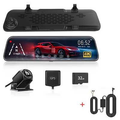 WOLFBOX 12  Dash Cam Front And Rear Free SD+Hardwire Kit 4K Mirror Dash Camera • $196.96