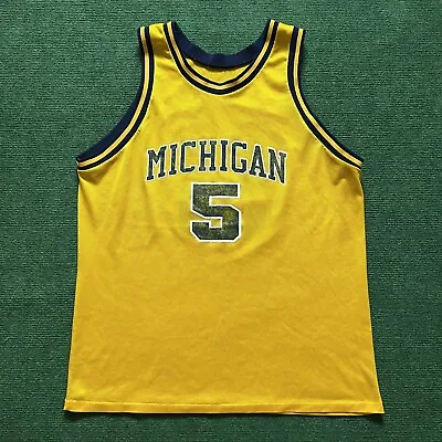 Vintage 90’s Michigan Wolverines #5 Jalen Rose Fab Five Basketball Jersey Large • $30