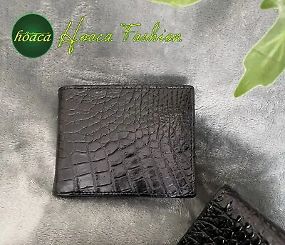 Genuine Alligator Leather Men Wallet Bifold Skin Exotic Animal RFID Block Black • $22.99