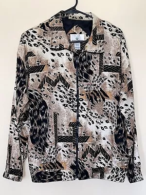 Erin London Size M Jacket Athleasure Stretch Coat Full Zip Animal Print • $13