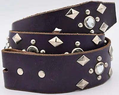 Vintage Belt Size 30 ~ Chrome Studs Glass Jewel Rhinestones Glam JOED Urbina HTC • $65