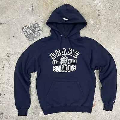 DRAKE BULLDOGS Champion Hoodie SM Iowa College Sweatshirt Basketball Jersey Vtg • $19.80