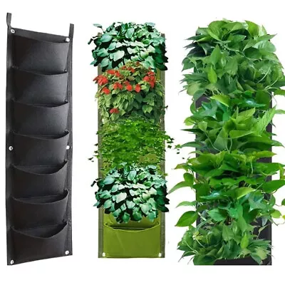 Wall Hanging Planting Bags 7 Pockets Plant Grow Bag Planter Vertical Garden Herb • £6.48