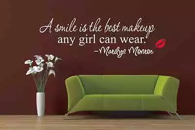  A Smile Is The Best Makeup Marilyn Monroe Art Wall Stickers UK RUI202 • £9.19
