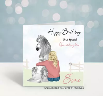 Personalised Horse Birthday Card Horse And Girl  Daughter Sister Ladies Girls • £2.99