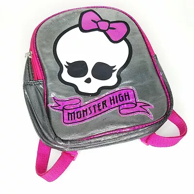 Small Monster High Insulated Lunch Box Backpack Silver Pink Skull Bow • $10.95