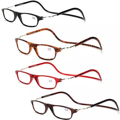 Hanging Folding Magnetic Reading Eyeglasses Glasses Front Click Connect Neck NEW • $6.64