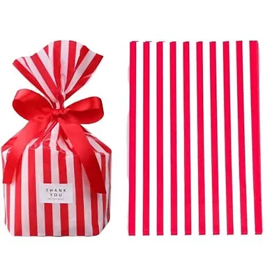 XMAS Red Candy Stripe Paper Bags Wedding Buffet Gift Sweet Favor Party Treat UK • £4.33