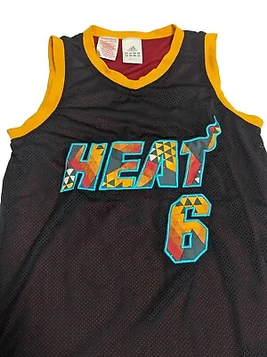 Adidas LeBron James Miami Heat #6 Kids NBA Jersey Singlet Size Medium Or 11-12 • $34.99
