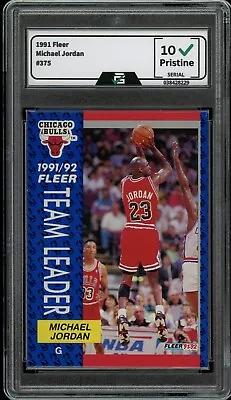 1991 Fleer #375 Michael Jordan GRADED 10 GEM MINT HOF Bulls • $20