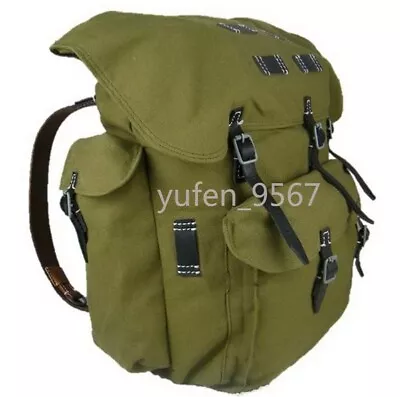 Tactical Army Military Vintage Cotton Canvas Rucksack Backpack Cargo Bag Green • $231.78