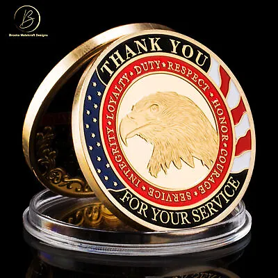 Military Thank You For Your Service Gold Challenge Coin • $9.08