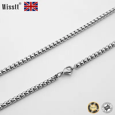 Mens Cuban Link Womens Box Stainless Steel 2MM 3MM 4MM 45-80 CM Chain Necklace • £4.99