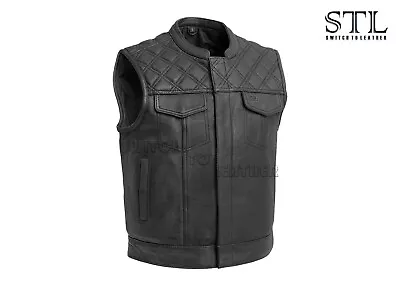 Upside Men's Motorcycle Leather Vest Men's Motorbike Fashion Leather Vest • $135