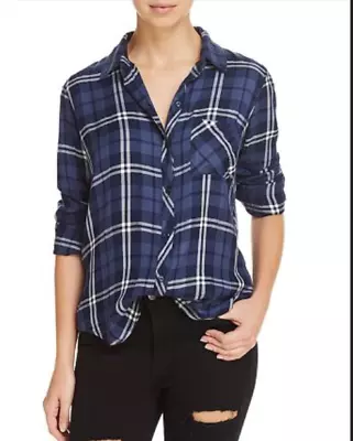 RAILS Hunter Plaid Flannel Button-Down Shirt In Midnight Blue Size SMALL • $34.99