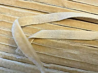 Vintage Silk Velvet Ribbon 1/4  Ivory  Almond 1yd Double Sided Made In France • $3.99