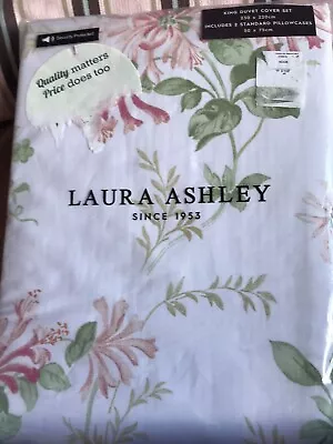 Laura Ashley Honeysuckle Trail Floral Cotton Duvet Cover Set Bedding - King • £69