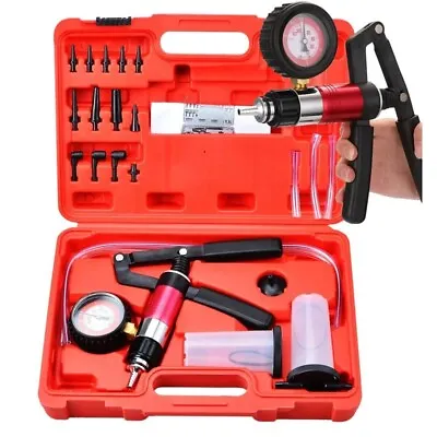 21Pcs Hand Held Vacuum And Pressure Pump Tester Tool Brake Bleeder Kit W/ Case • $29.59