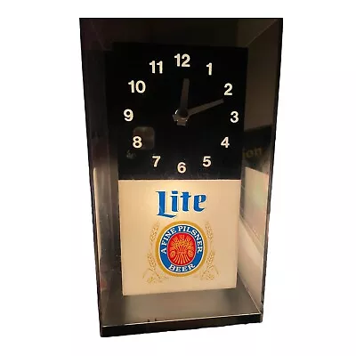 Miller Lite Beer Cube Clock & Light Lamp Bar Mancave Garage Works • $59.99