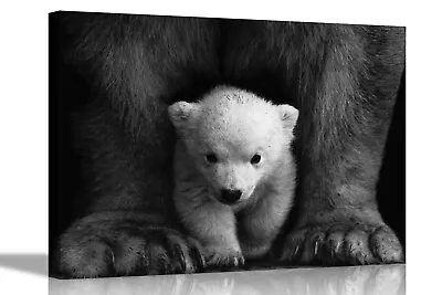 Baby And Mother Bear Canvas Prints Animal Pictures Framed Wall Art For Home • £21.99