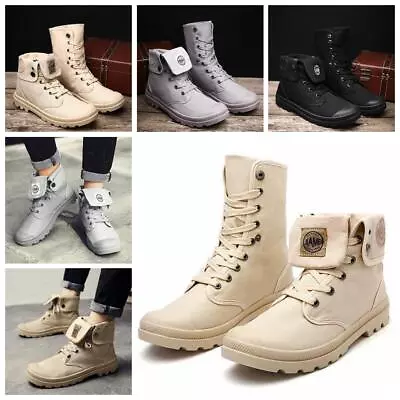 Mens Womens Vintage Canvas Boots High Top Casual Shoes Size Comfort Couple Shoes • $39.94