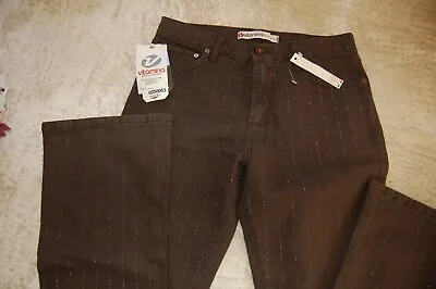 NWT Vitamina Black Sparkle Pinstriped Jeans Italian Size 44  US Size 6 • $27