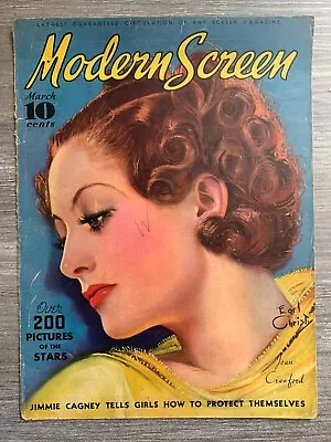 1935 March MODERN SCREEN Magazine VG 4.0 Joan Crawford Earl Christy COVER ONLY • $15.25