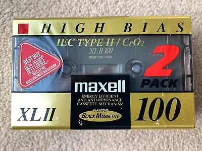 *NEW SEALED* 2 Pack MAXELL XLII 100 CHROME Type II CASSETTE TAPES CrO2 • £12.95