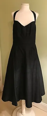 Vintage Shoshanna Black Silk Halter Dress Size 10 • $39