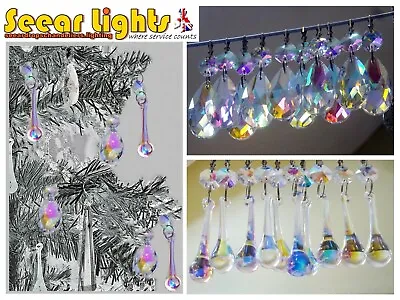 AB Chandelier Glass Crystals Beads Orb Oval Droplets Christmas Tree Decorations • £8.16