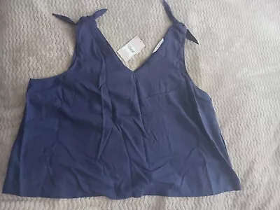 Women's Top Tu Navy Blue  Strappy Linen Mix. Size 22. Bnwt  • £0.99