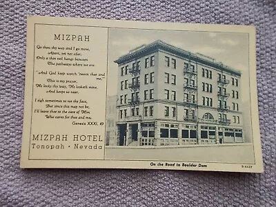 Tonopah Nevada Postcard-promo  On The Way To Boulder Dam  1936 RPPC-MIZPAH HOTEL • $6