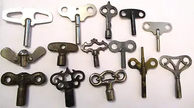 14 Antique Vintage Keys ~ Clock Furniture Cabinet Industrial + Brass ~ Old Lot ! • $9.99