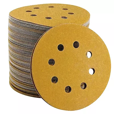 100PC 5 Inch Sanding Discs 60-220 Grit 8-Hole Hook Loop Orbital Sander Sandpaper • $17.95