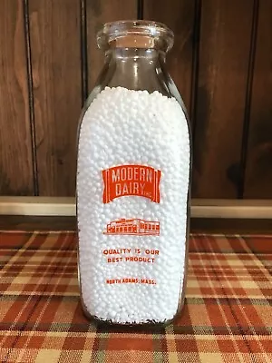 Modern Dairy Old Vintage Pyro Milk Bottle North Adams MA • $15