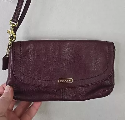 Coach Campbell Fuschia Leather Wristlet Clutch Small Strap • $15