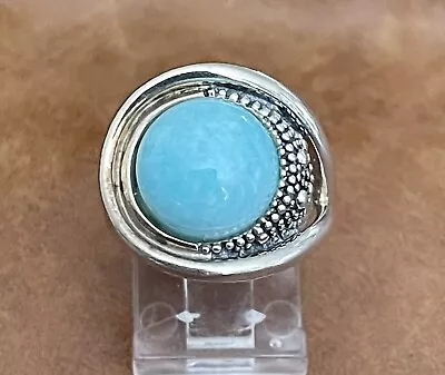 Michael Dawkins Sterling Silver Starry Night Turquoise Doublet Ring Size 5.25 • $80